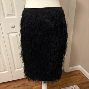 Chic Black Feathered Pencil Skirt